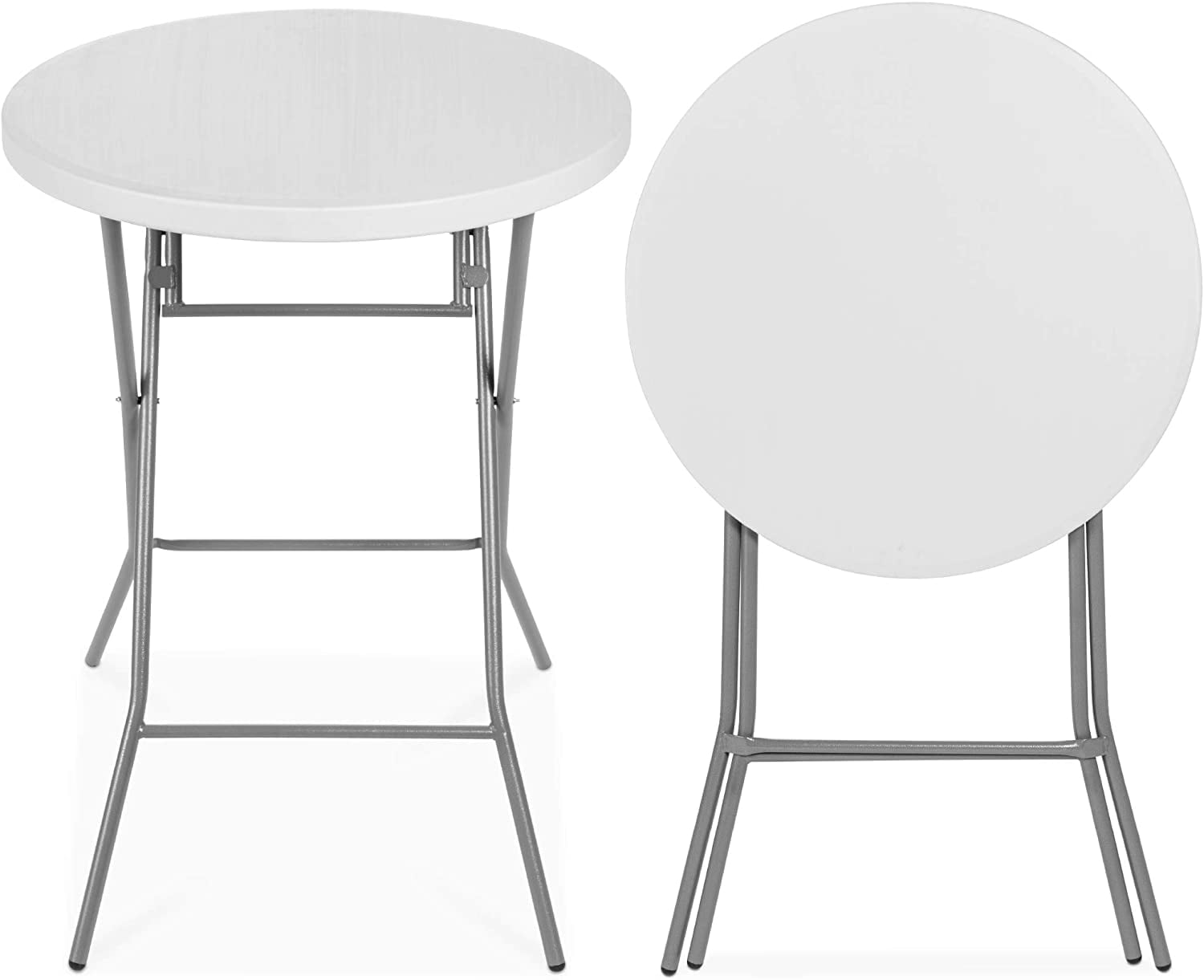 Essential Foldable Bar-Height Patio Table in Heavy-Duty White