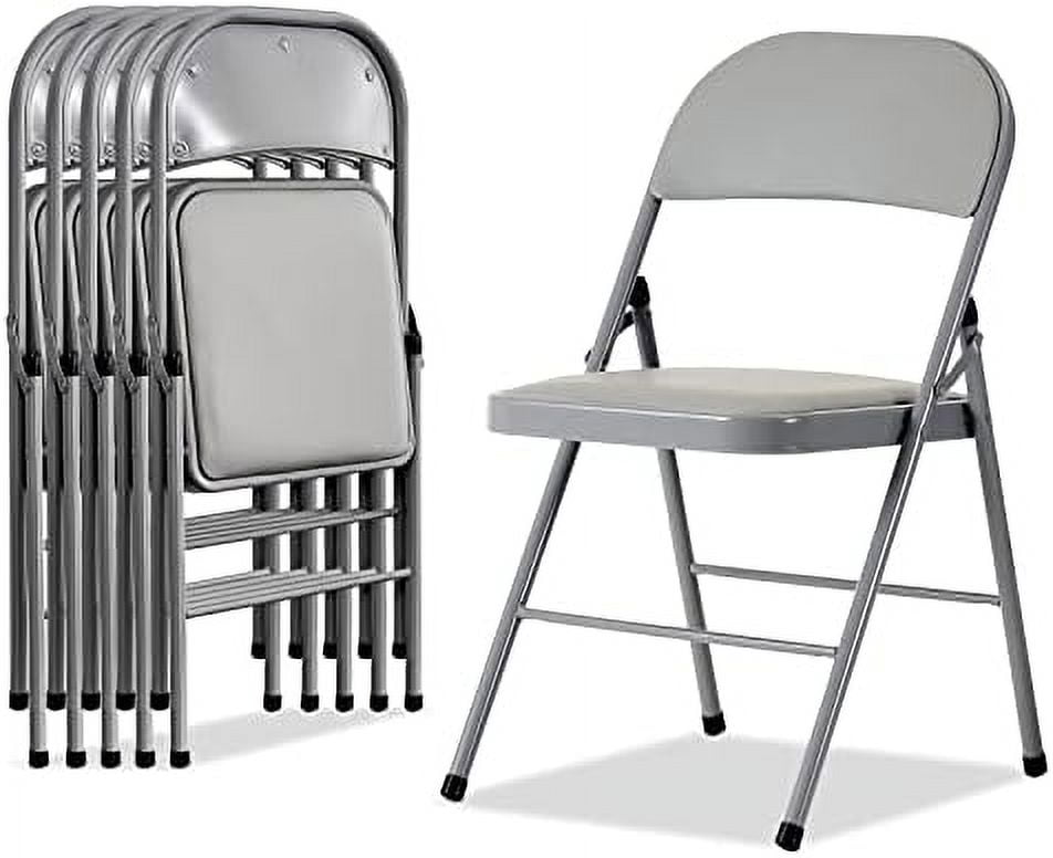 HBBOOMLIFE 4 Pack Black Folding Chairs with Padded Seats for Outdoor & Indoor Portable Stackable
