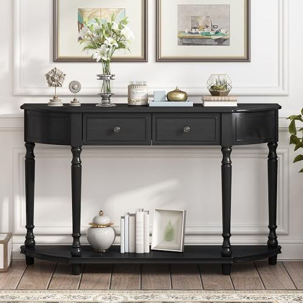 HBBOOMLIFE 52" Console Table with 2 Drawers and Open Retro Curved