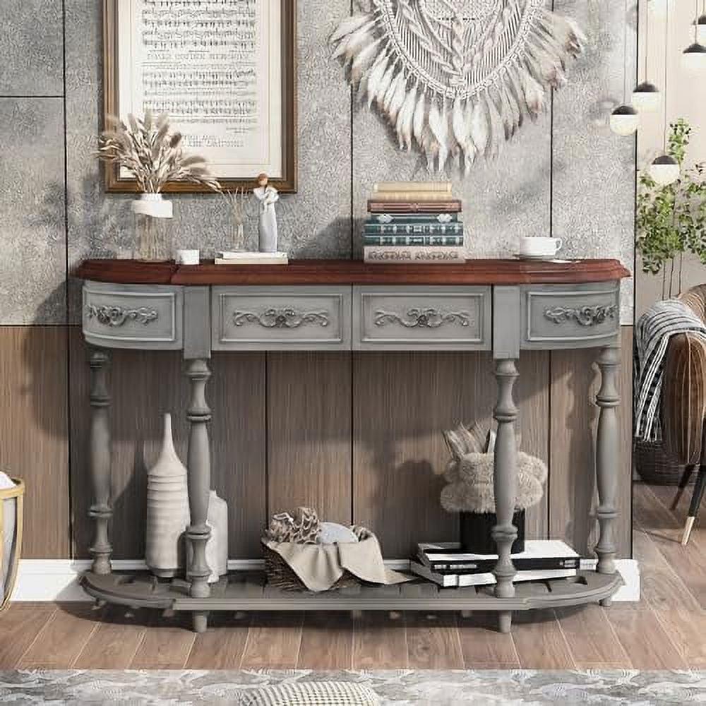 HBBOOMLIFE 52" Console Table with 2 Drawers and Open Retro Curved