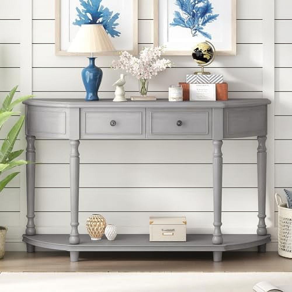 HBBOOMLIFE 52" Console Table with 2 Drawers and Open Retro Curved