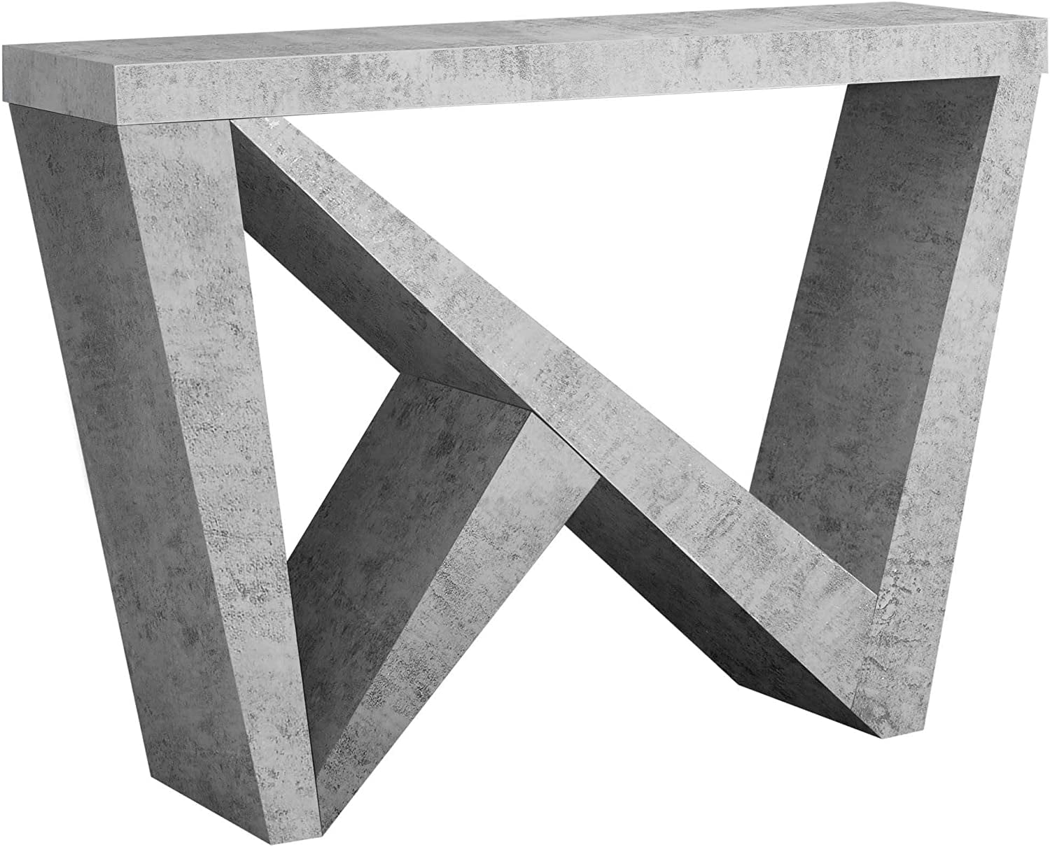 Modern Asymmetrical Gray Cement-Look Hall Console with Storage