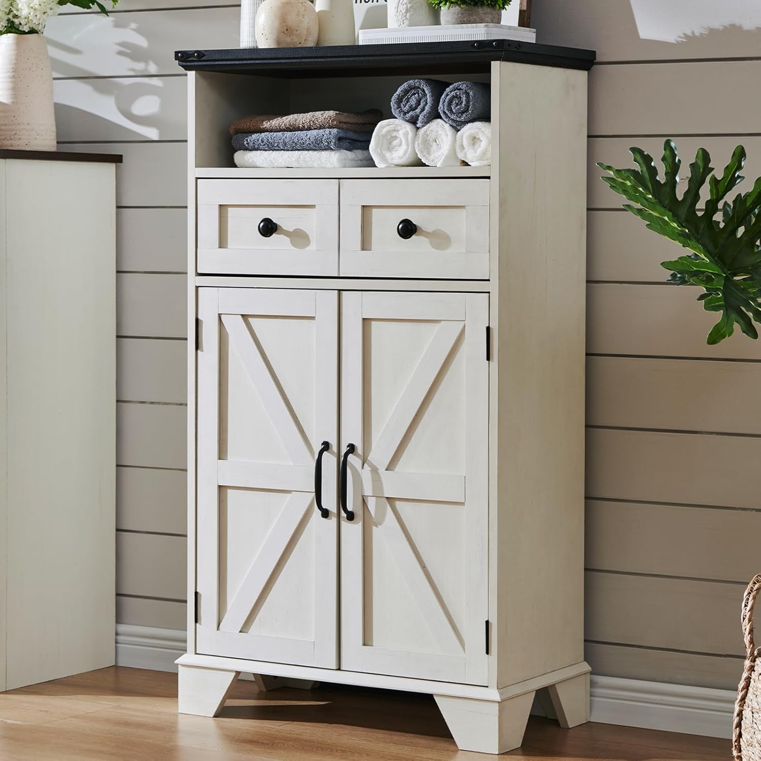Bathroom Floor Cabinet Farmhouse Bathroom Storage Cabinet 24" Wide Bathroom Cabinet with Drawer ...