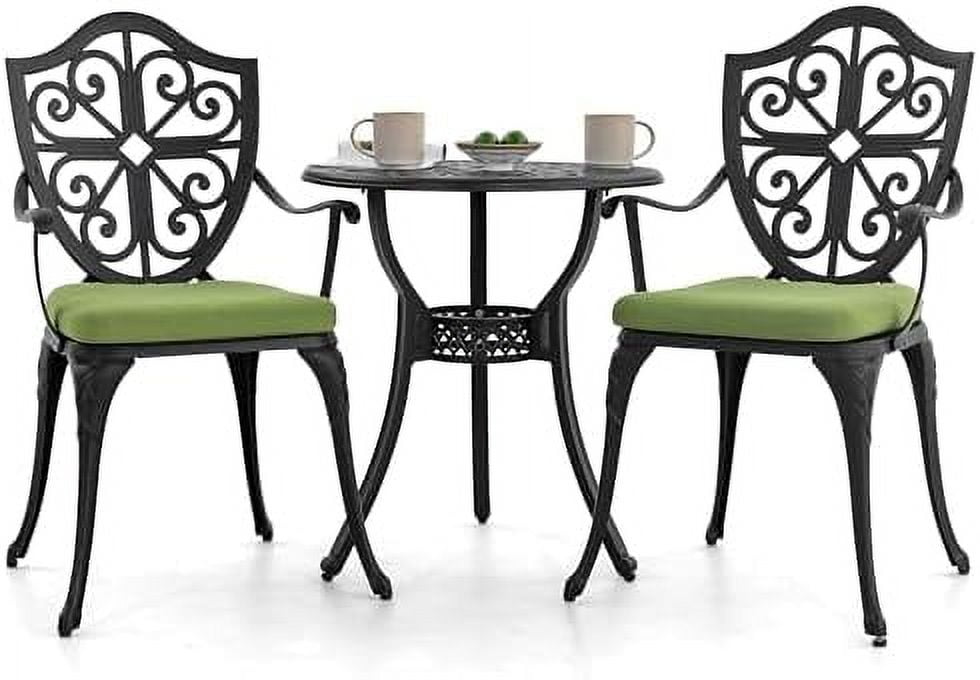 HBBOOMLIFE Bistro Set 3 Piece Outdoor Cast Aluminum Patio Bistro Sets with Umbrella Hole and