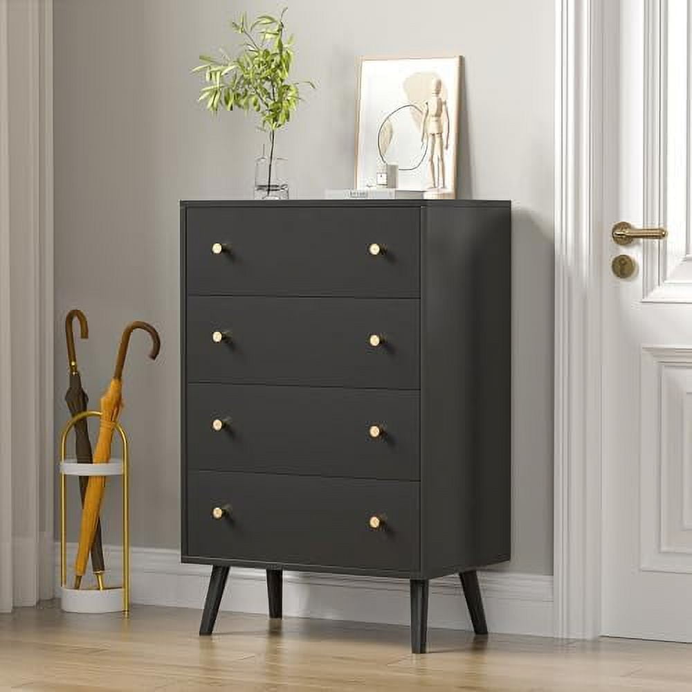 HBBOOMLIFE Black Dresser Modern Tall 4 Drawer Dressers Wood Chest of