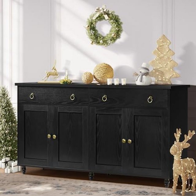 HBBOOMLIFE Black Sideboard 55\u201D Modern Buffet with