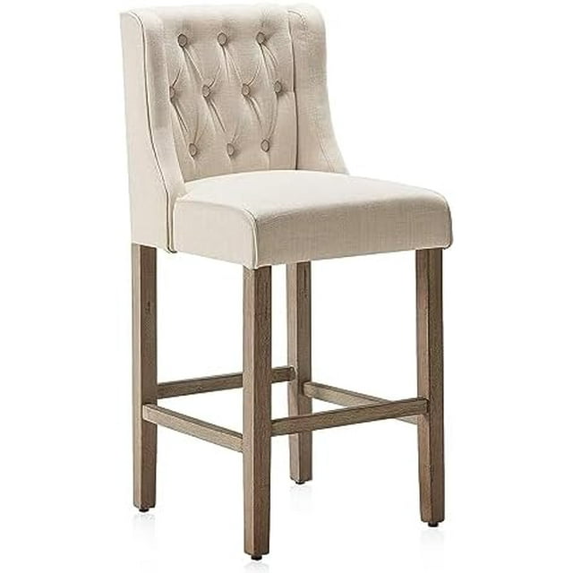 HBBOOMLIFE Button Tufted Wingback Counter Stools Set of 2 Upholstered