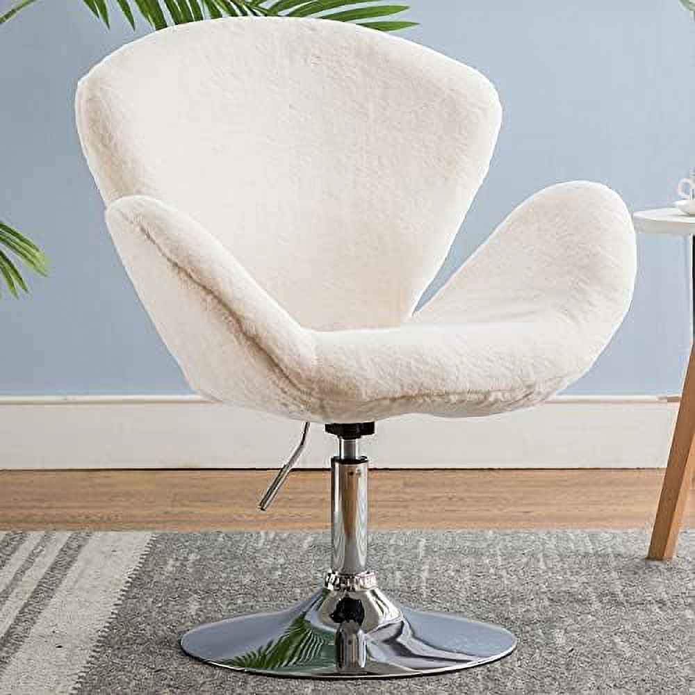 HBBOOMLIFE Comfy Vanity Home Office Chair Without Wheels Cute Faux Fur