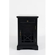 HBBOOMLIFE Craftsman USB Charging Station Chairside Wooden End Table Nightstand with Traditional Farmhouse Style with Glass Door and   Navy