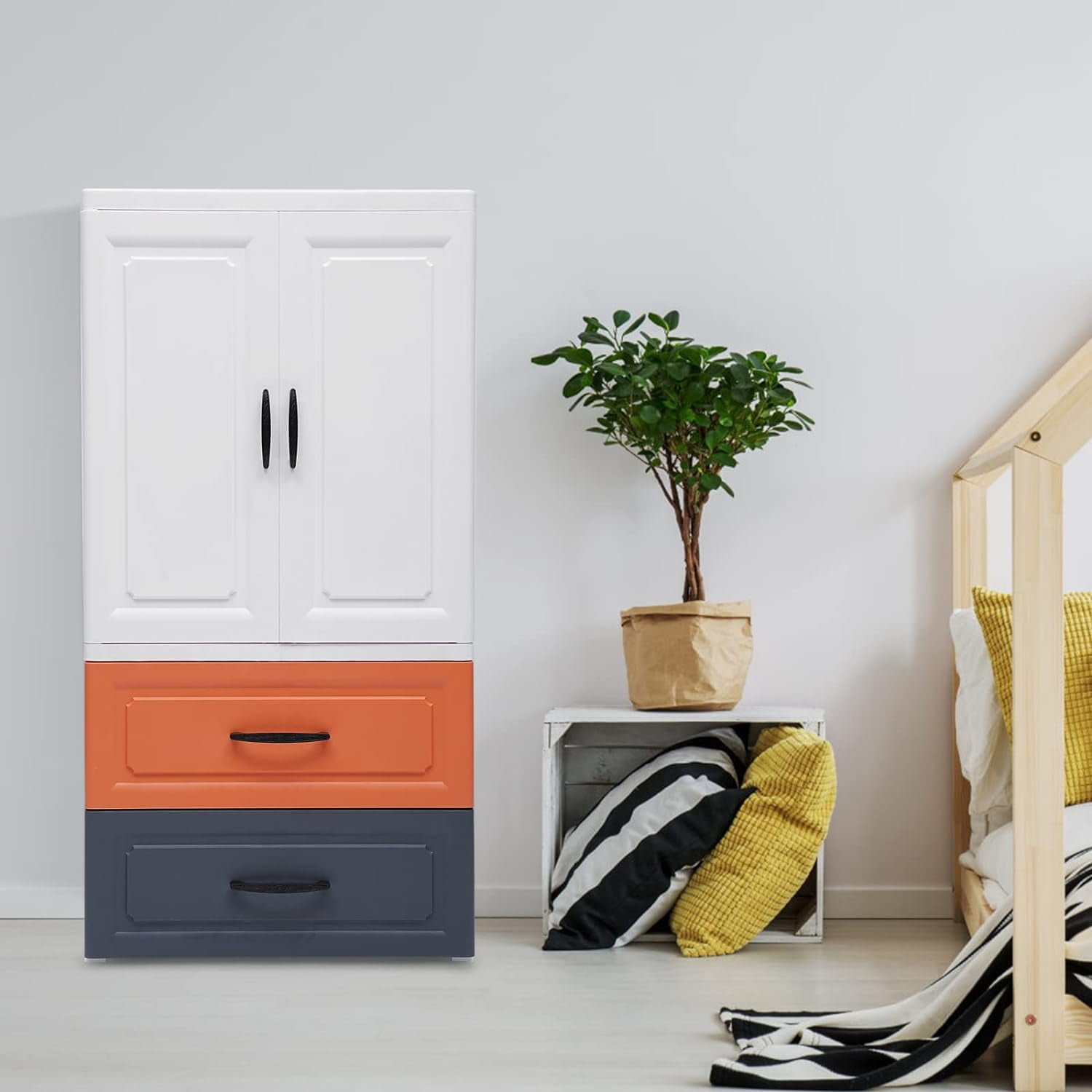 HBBOOMLIFE Dresser for Bedroom with 2 drawers 1 large locker