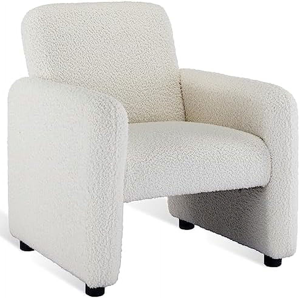 CHNKH Faux Fur Accent Chair Teddy Boucle Chair Fluffy Barrel Accent ...