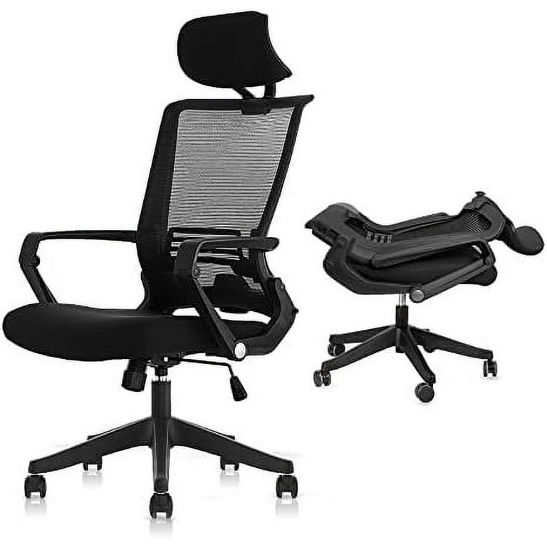 HBBOOMLIFE Foldable Ergonomic Office Chair High Back Desk Chair with  Footrest Mesh Back Computer Chair with Fixed Headrest 2D Armrest Adjustable