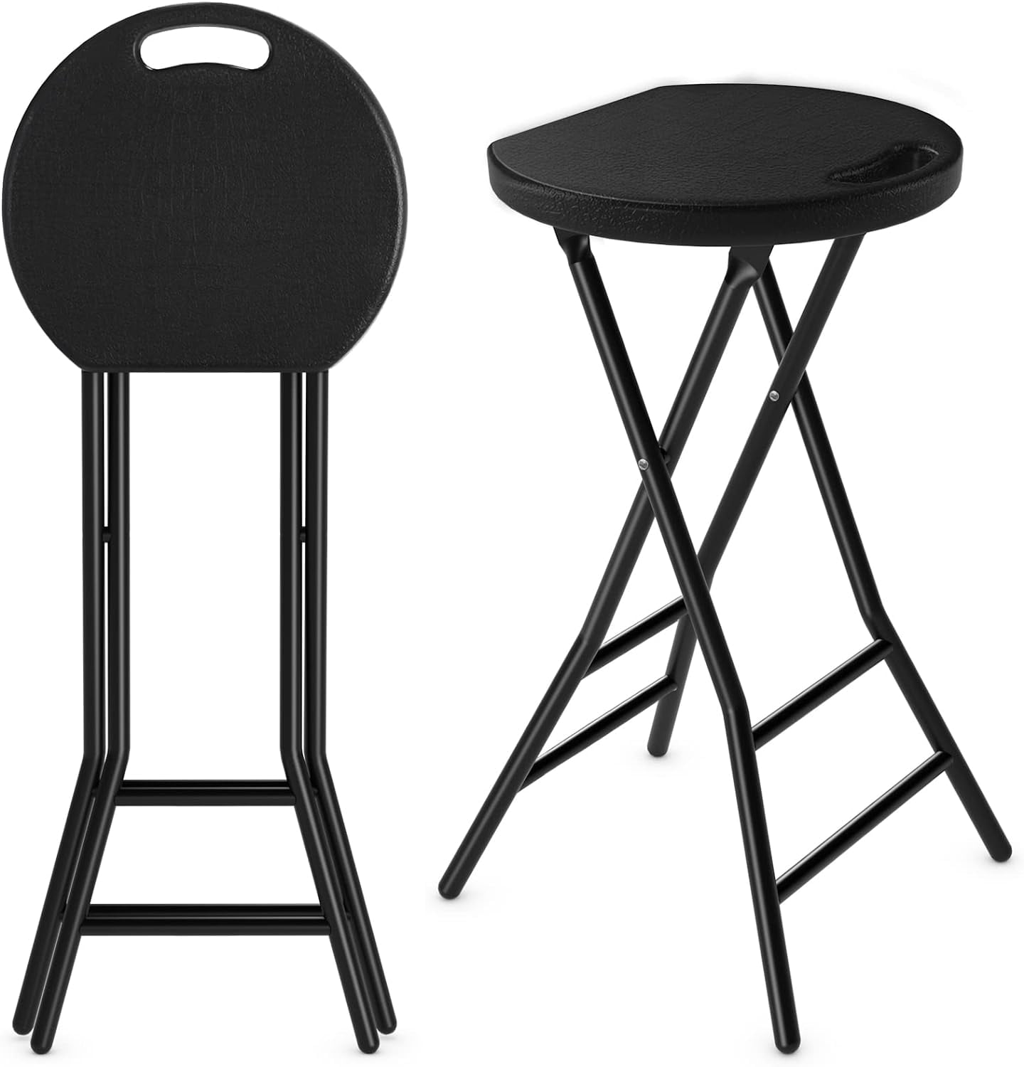 HBBOOMLIFE Folding Stool 24 inch Tall Folding Bar Stool with Safety