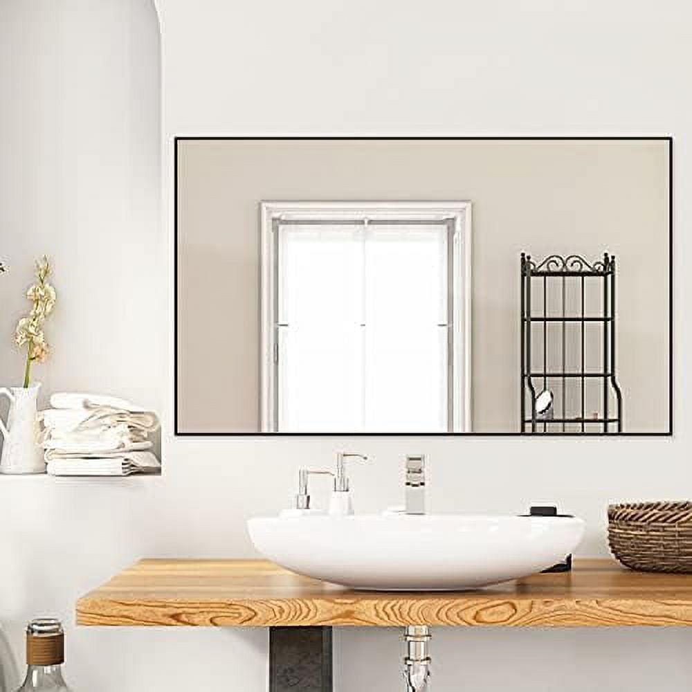 HBBOOMLIFE HA Bathroom Mirrors 40x24 Inch for Wall Rectangle Silver ...
