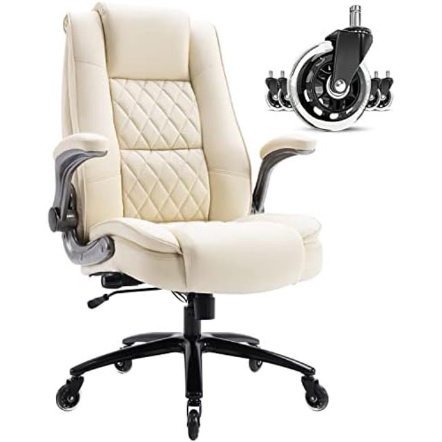 HBBOOMLIFE High Back Office Chair Flip Arms Adjustable Builtin Lumbar