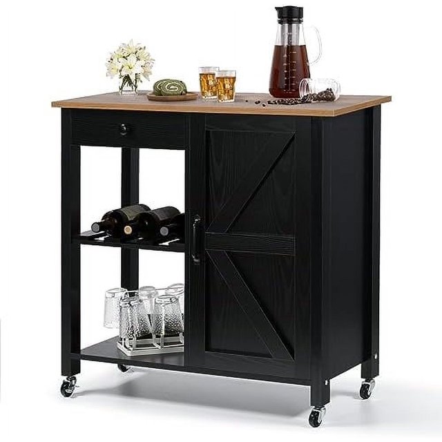 HBBOOMLIFE Kitchen Island Cart on Wheel with 31" Farmhouse Island Table