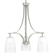 HBBOOMLIFE Leap Collection 3-Light Etched Glass Modern Chandelier Light Brushed Nickel