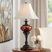 HBBOOMLIFE Liam Traditional Style Table Lamp 38" Tall Warm Florentine Bronze Metal Urn Tortoise Shell Glass Bell Shade Decor for Living Room Bedroom House Bedside Home Entryway Dining