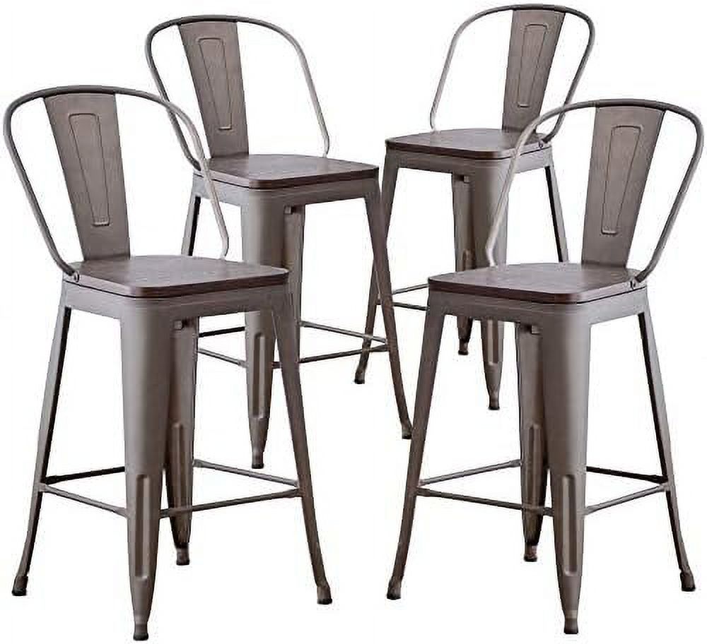 HBBOOMLIFE Metal Stools Set of 4 24 inch Barstools Counter Height