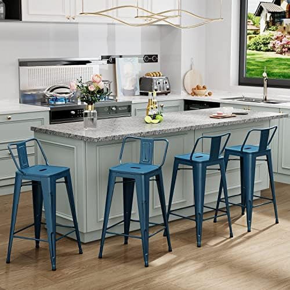 HBBOOMLIFE Metal Stools with Backs Kitchen Counter Stools Counter