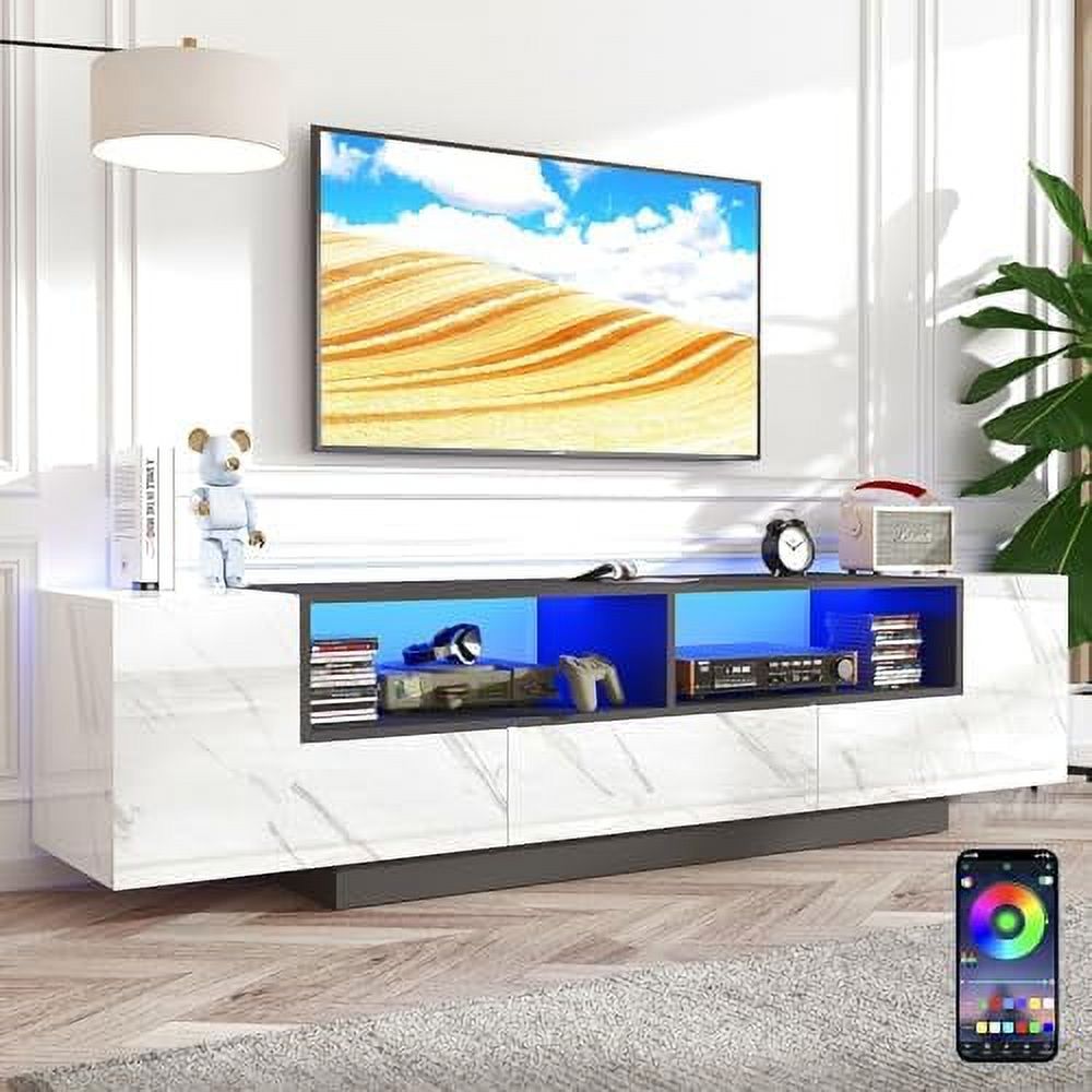 HBBOOMLIFE Modern LED TV Stand for 75 Inch TV 70" Entertainment Center
