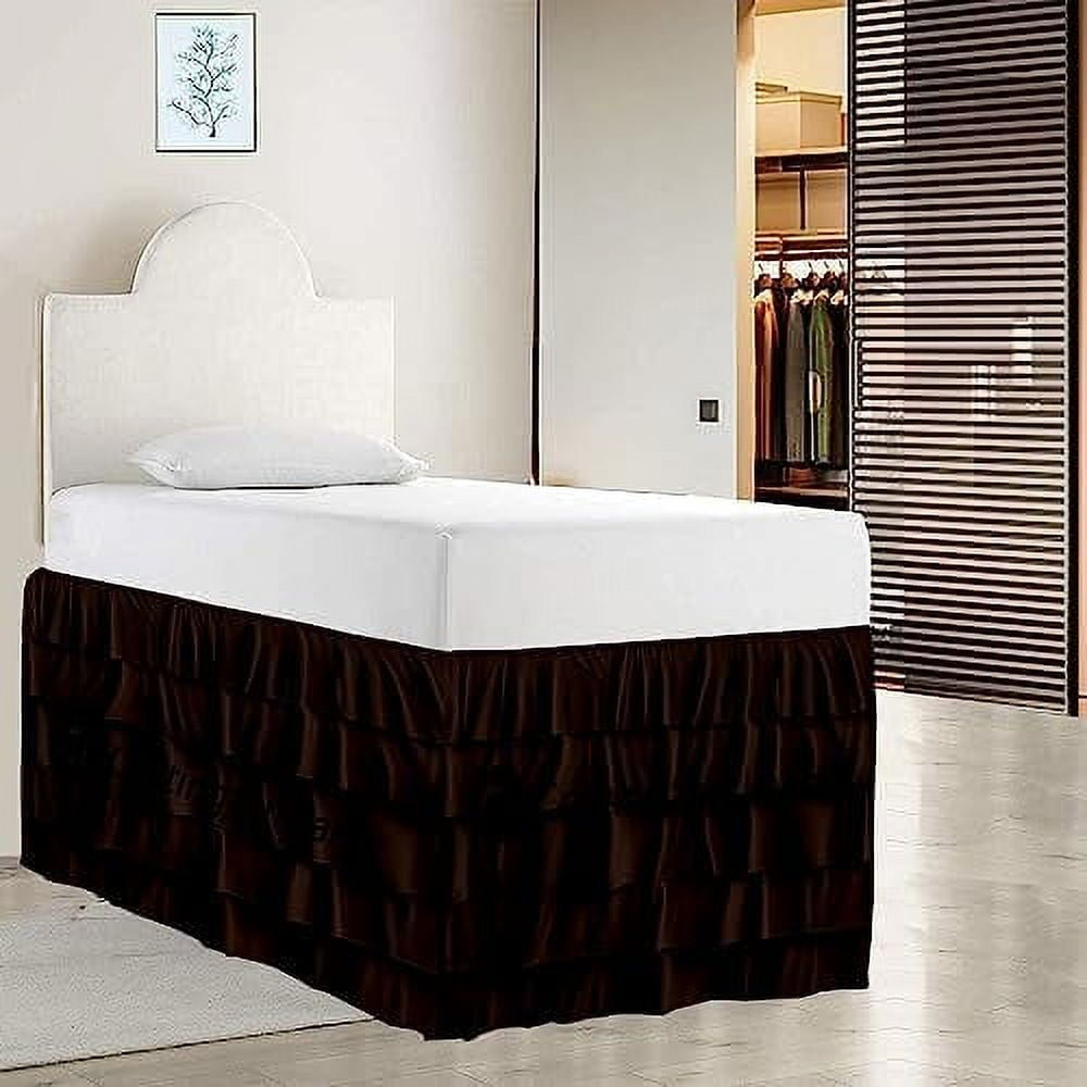 HBBOOMLIFE Multi Ruffled Dorm Sized Bed Skirt Extra Long Dorm Room