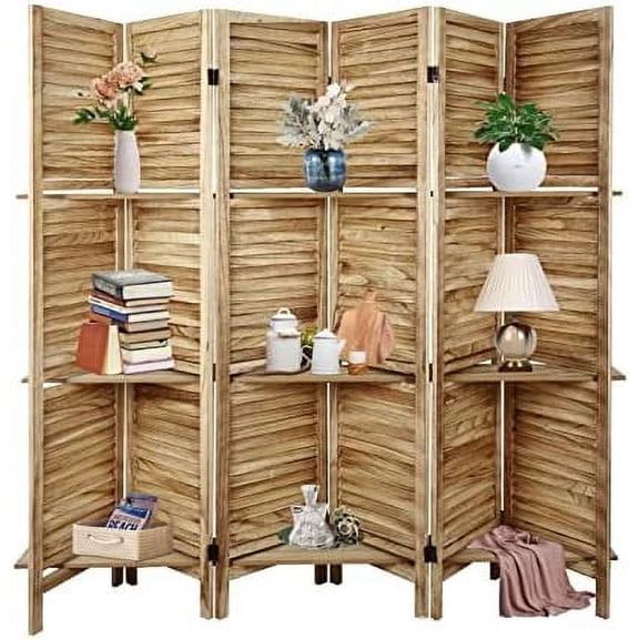 HBBOOMLIFE Room Divider 4 Panel Rattan Room Divider Wall Room Dividers and Folding Privacy Screens Partition Room Dividers for Bedroom Garden Office Study Room(Light Brown)