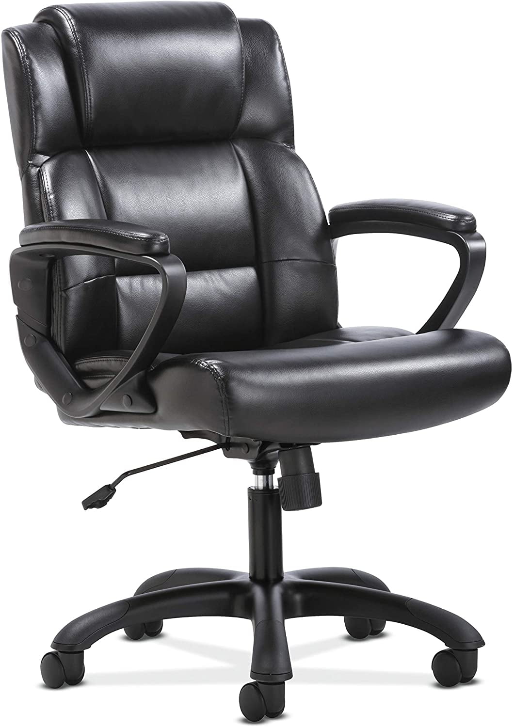 SofThread Luxe Black Leather Mid-Back Executive Swivel Chair