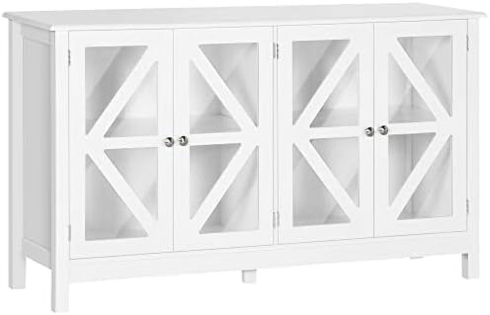 Classic White Tempered Glass Buffet Sideboard with Adjustable Shelf