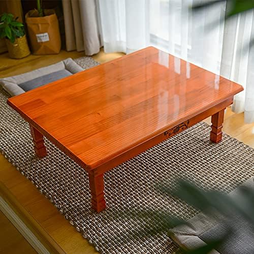 HBBOOMLIFE Solid Wood Coffee Table Folding Low Table For Sitting On The