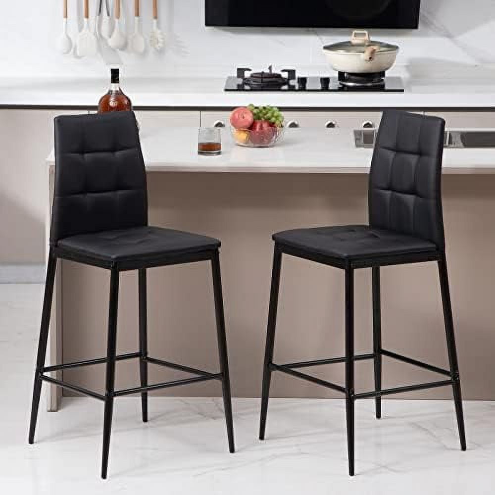 HBBOOMLIFE Stools Set of 4 Black Counter Height Stools 26 Inch Stool with Back Upholstered