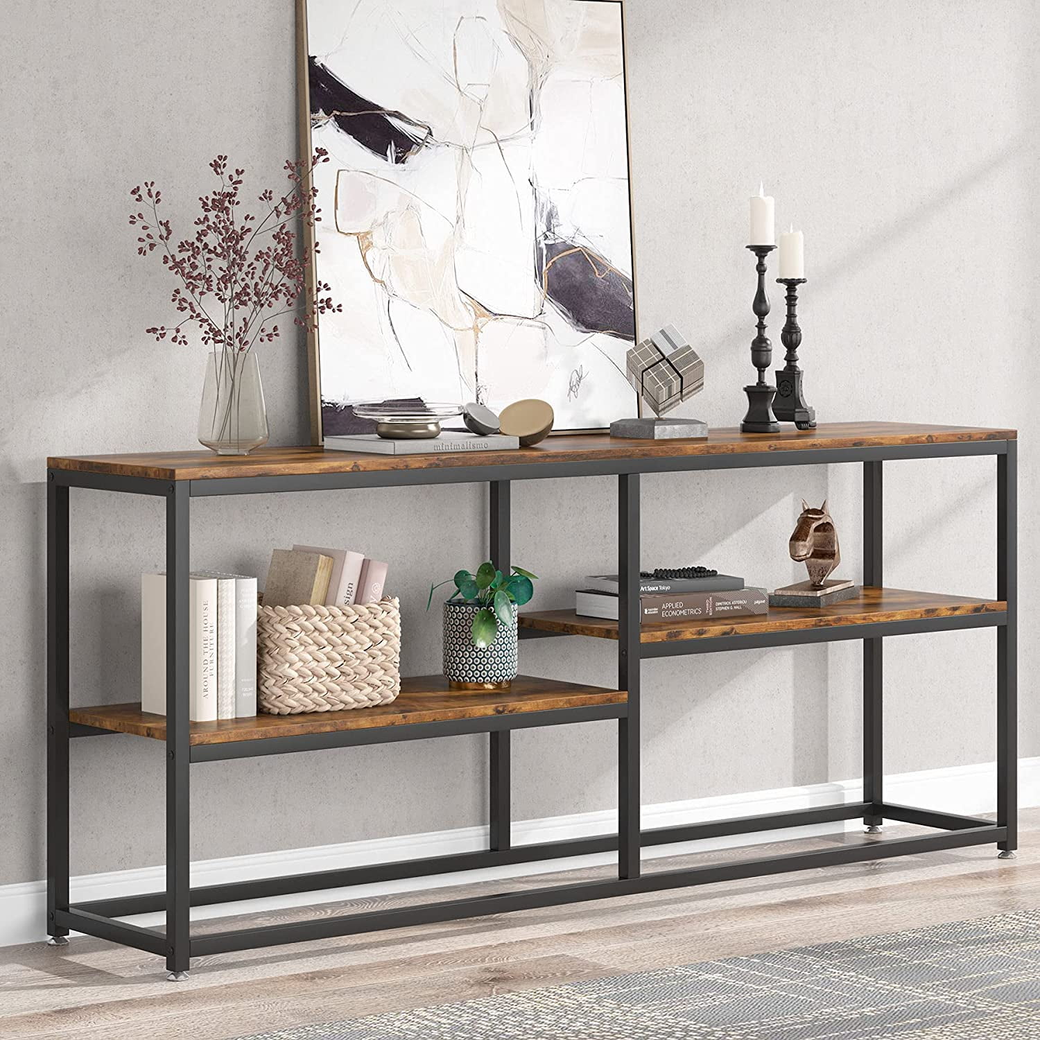 Long table with shelves deals