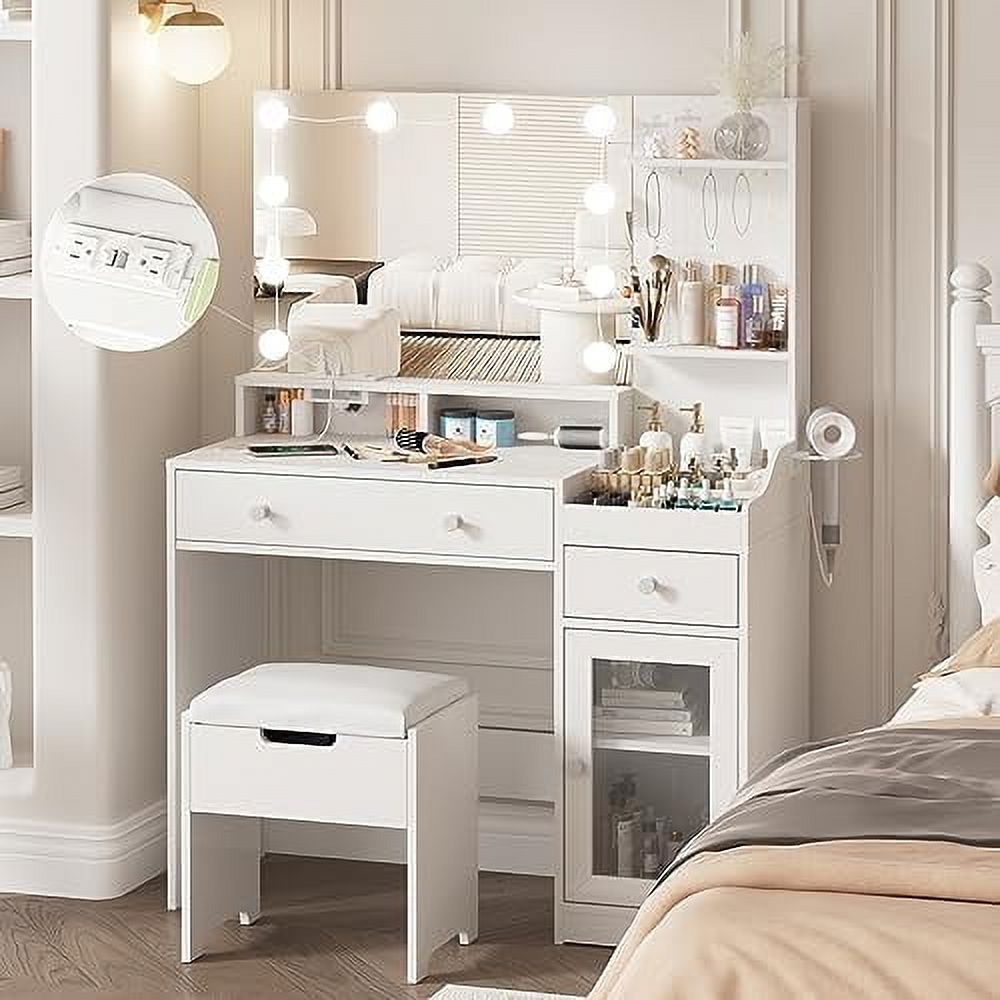 HBBOOMLIFE Vanity with Mirror and Lights Makeup Vanity Table with