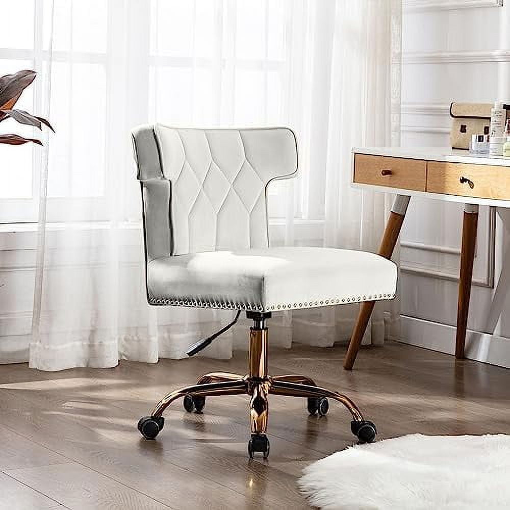 HBBOOMLIFE Velvet Vanity Chair Armless Home Office Chair Adjustable