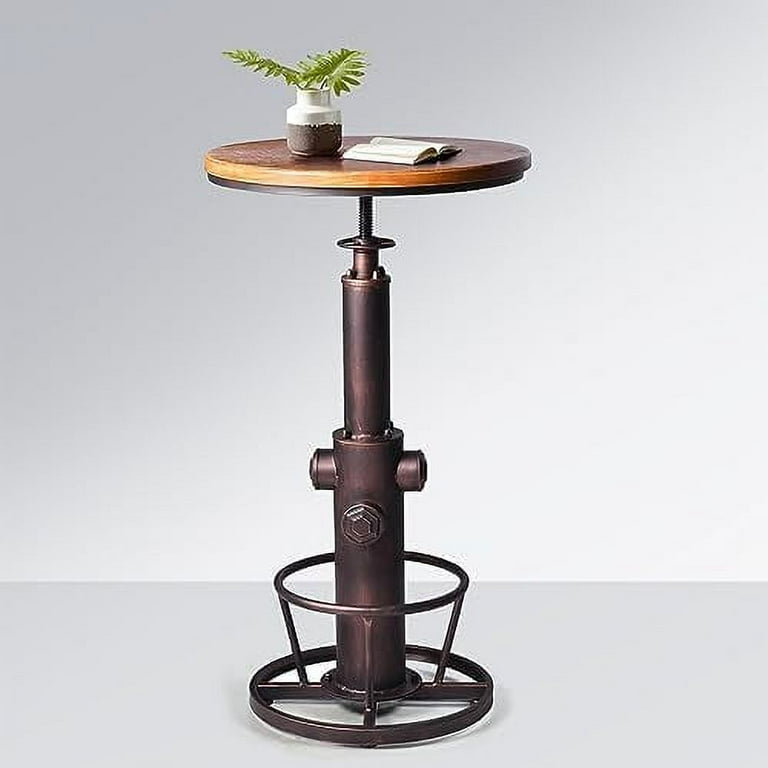 HBBOOMLIFE Vintage 38.6 44.4inch Height Adjustable Table Industrial Fire Hydrant Design Pub Tables Farmhouse Cafe Cocktail Desk Rustic Bistro Table