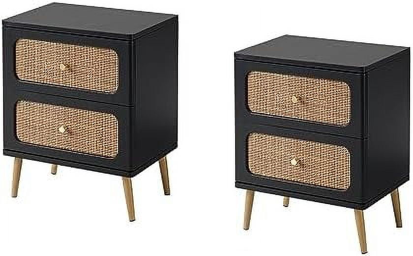 HBBOOMLIFE Wicker Rattan Chest of Drawers 3Drawer Dresser White Finish