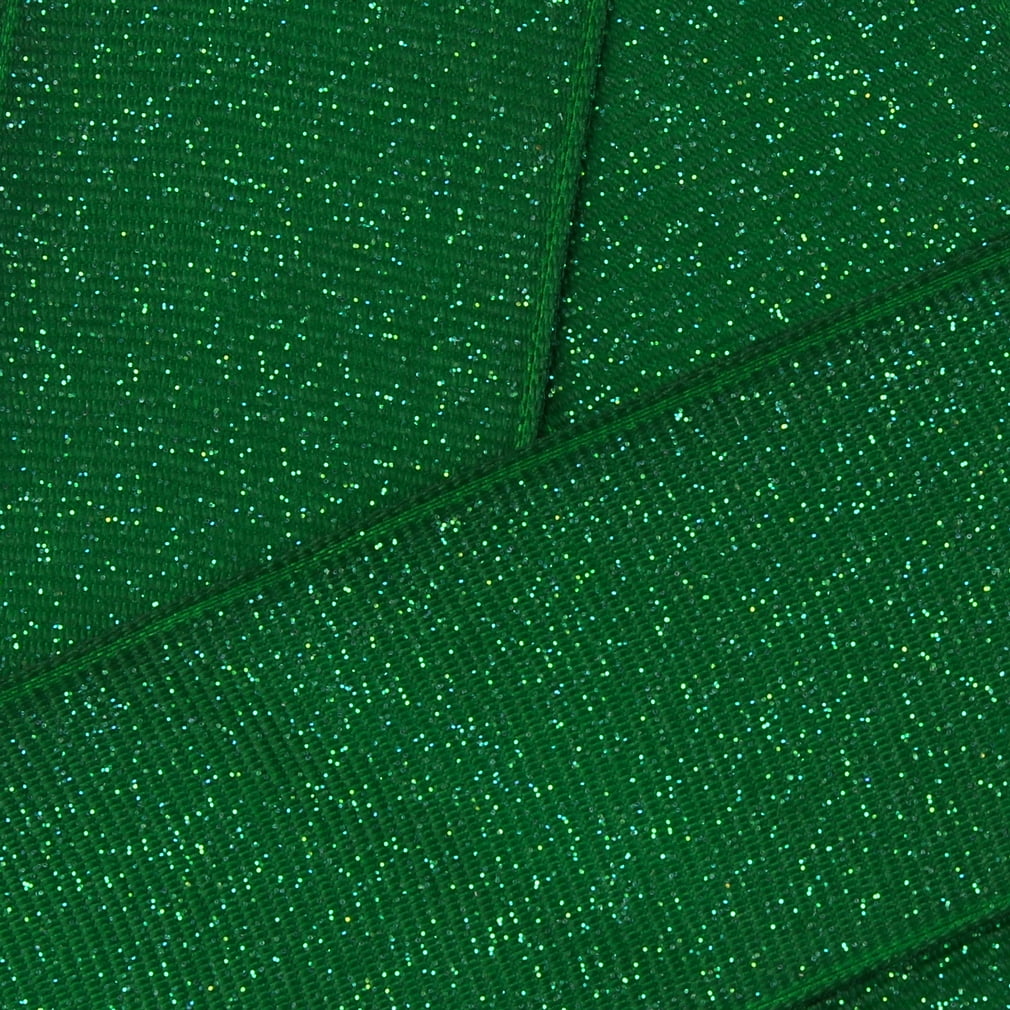 HBC 1.5" Dazzle Glitter Grosgrain Ribbon Emerald Green 100 Yard