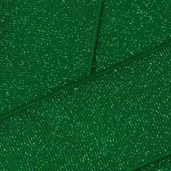 HBC 1.5" Dazzle Glitter Grosgrain Ribbon Emerald Green 5 Yard