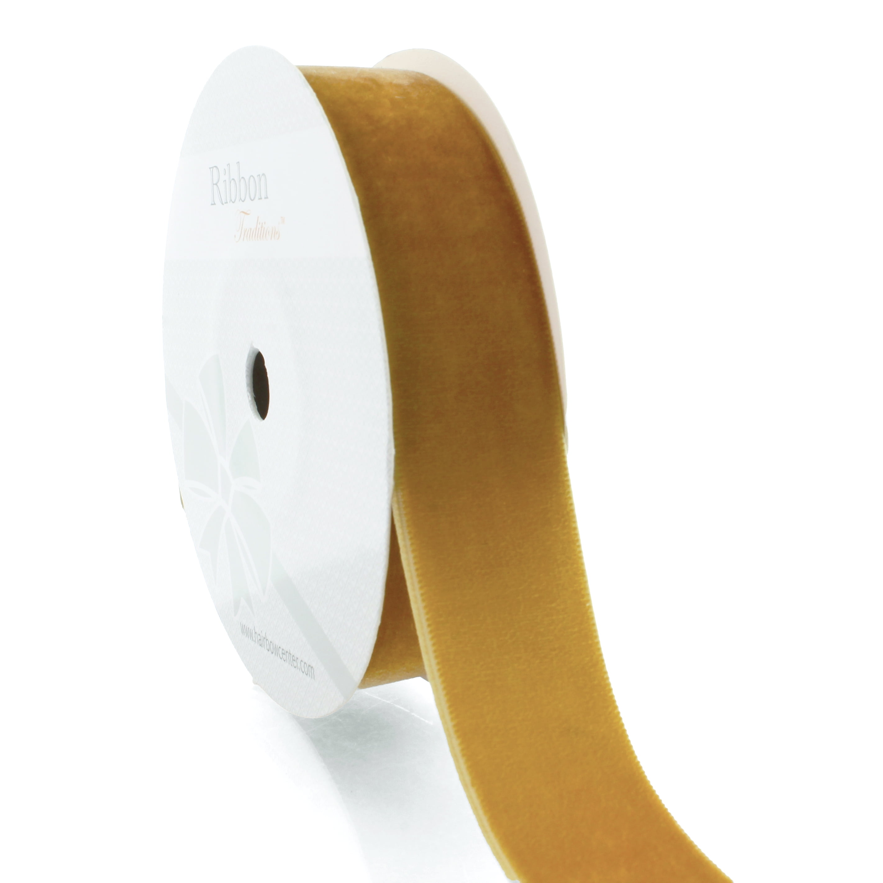 1" Velvet Ribbon 693 Antique Gold 25 Yard