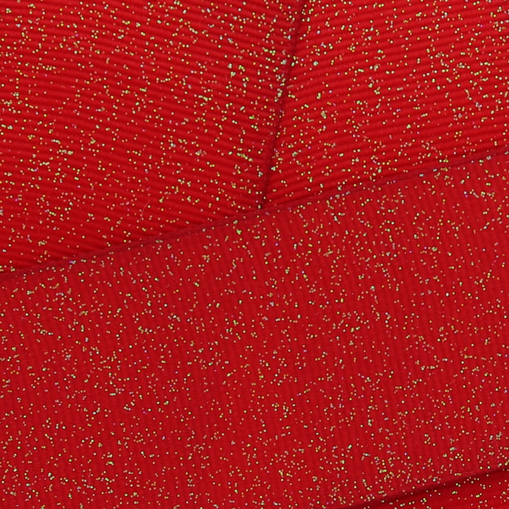 HBC 2.25" Dazzle Grosgrain Glitter Ribbon 609 Red 25 Yards