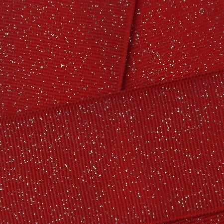 HBC 3 Inch Red Dazzle Glitter Ribbon Grosgrain for Cheer and Dance Team Hair-Bows 25 Yards