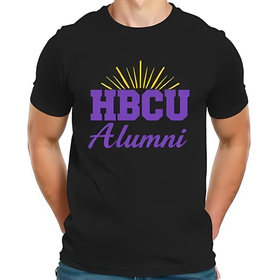 HBCU Alumni Cotton Short Sleeve T-Shirt - Bold Purple Text with Yellow Design Celebratory & Stylish