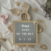 HBCY Creations 10"x10" Felt Letter Board - Solid Wood Frame - Weathered Wood - Gray Felt - 389 PP Letters Including Numbers, Symbols, Icons - Canvas Carrying Case