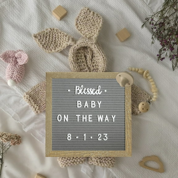 HBCY Creations 10"x10" Felt Letter Board - Solid Wood Frame - Weathered Wood - Gray Felt - 389 PP Letters Including Numbers, Symbols, Icons - Canvas Carrying Case