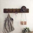 thumbnail image 1 of HBCY Creations 34" x 4" Rustic Brown Wall Mounted Storage Rack-7 Hooks-Pine Wood Floating Shelves, 1 of 7