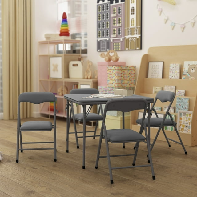 HBCY Creations Kids' 5Piece Folding Table & Chairs Set Lightweight