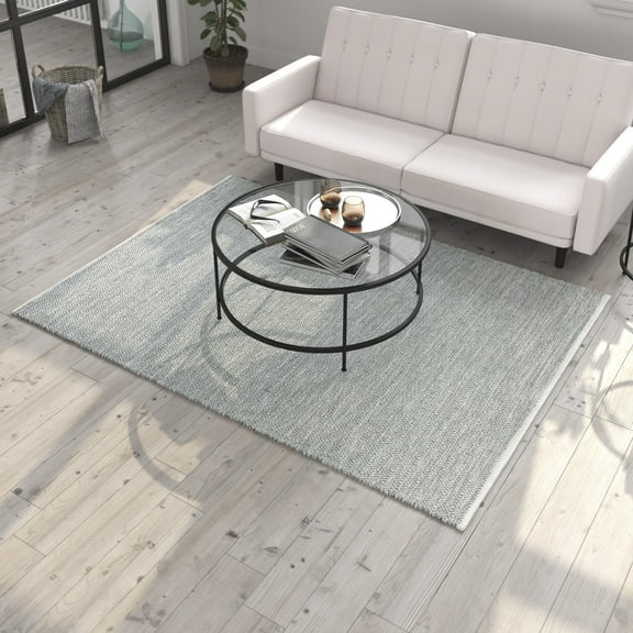 HBCY Creations 5' x 7' Handwoven Indoor/Outdoor Stain Resistant Diamond Pattern Area Rug in Grey