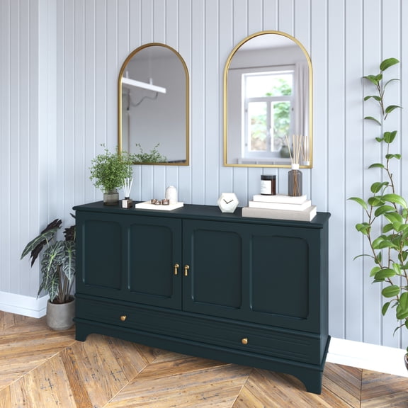 HBCY Creations Arched Wall Mirror, 20"x30" Matte Gold Metal Framed Wall Mirror for Hallways, Entryways, Dining and Living Rooms