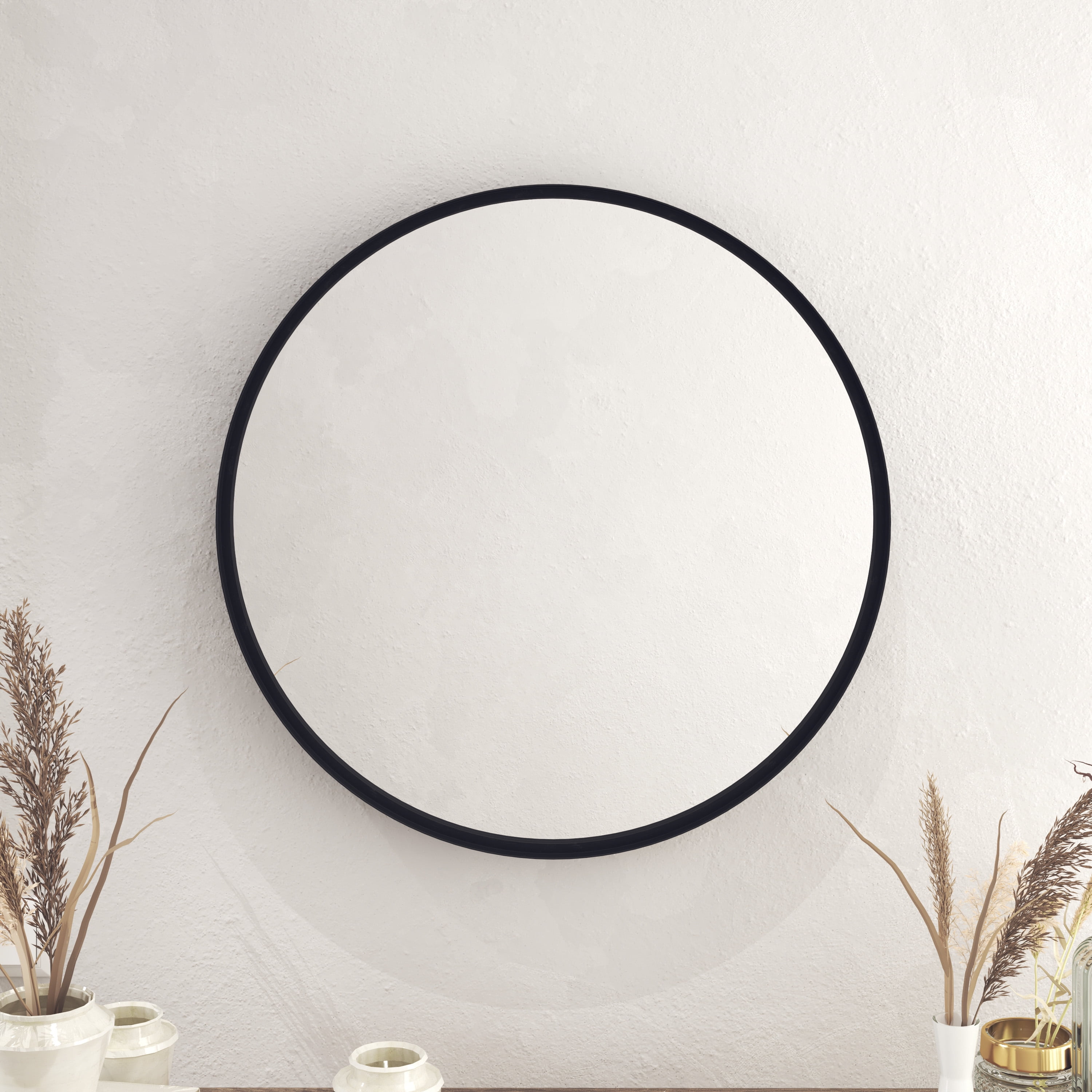 HBCY Creations Black Round Wall Mirror - 27.5 Inch Large Round Mirror, Rustic Accent Mirror for Bathroom, Entry, Dining Room, & Living Room. Metal Wall Mirror