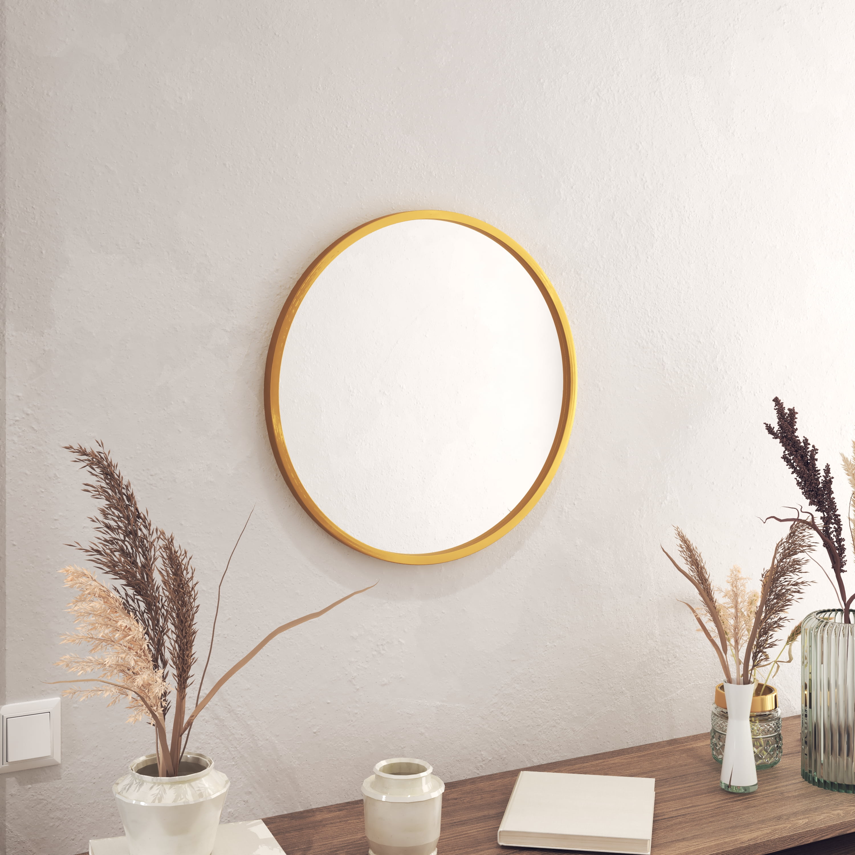 YOAYO Round Decorative Wall Mirror Large Circle Ornate Accent Mirrors 24” X  24” Circular Silver Mirror for Bedroom Bathroom, Vanity, Living Room,  Bedroom, Entryway Wall Decor : : Home & Kitchen